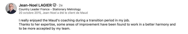 Recommandation LinkedIn de Jean-Noel Lagier (Période de transition)