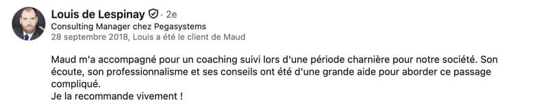 Recommandation LinkedIn de Louis de Lespinay (Coaching de dirigeant)